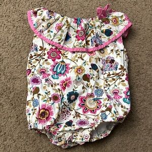 Floral Pink and White Bubble Romper